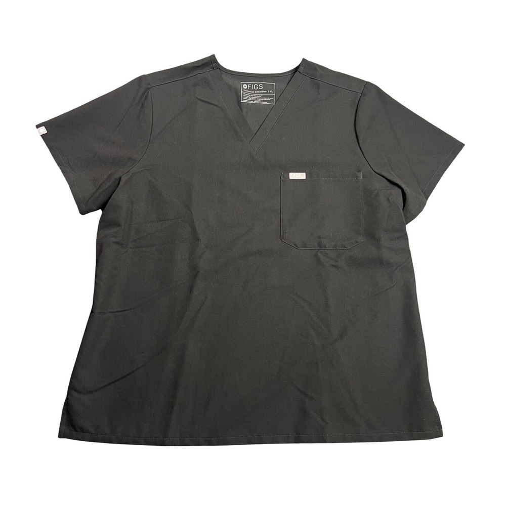 FIGS Catarina XL One-Pocket Scrub Top Black V-Neck Technical Collection 1000211